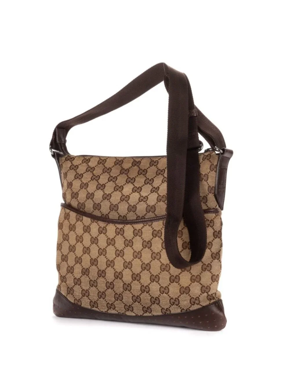 Gucci Vintage Flap Messenger Beige Dark Brown GG Canvas